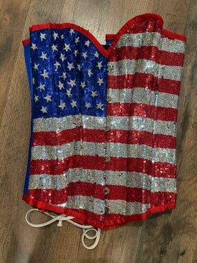 Daisy Corsets Red, Blue & Black Sequin Corset